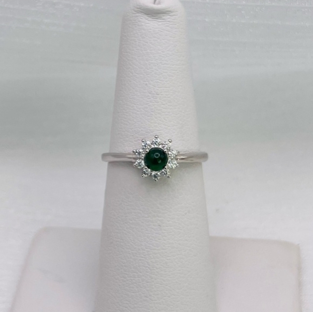 New Jadeite Flower S925 Ring Adjustable 5-11